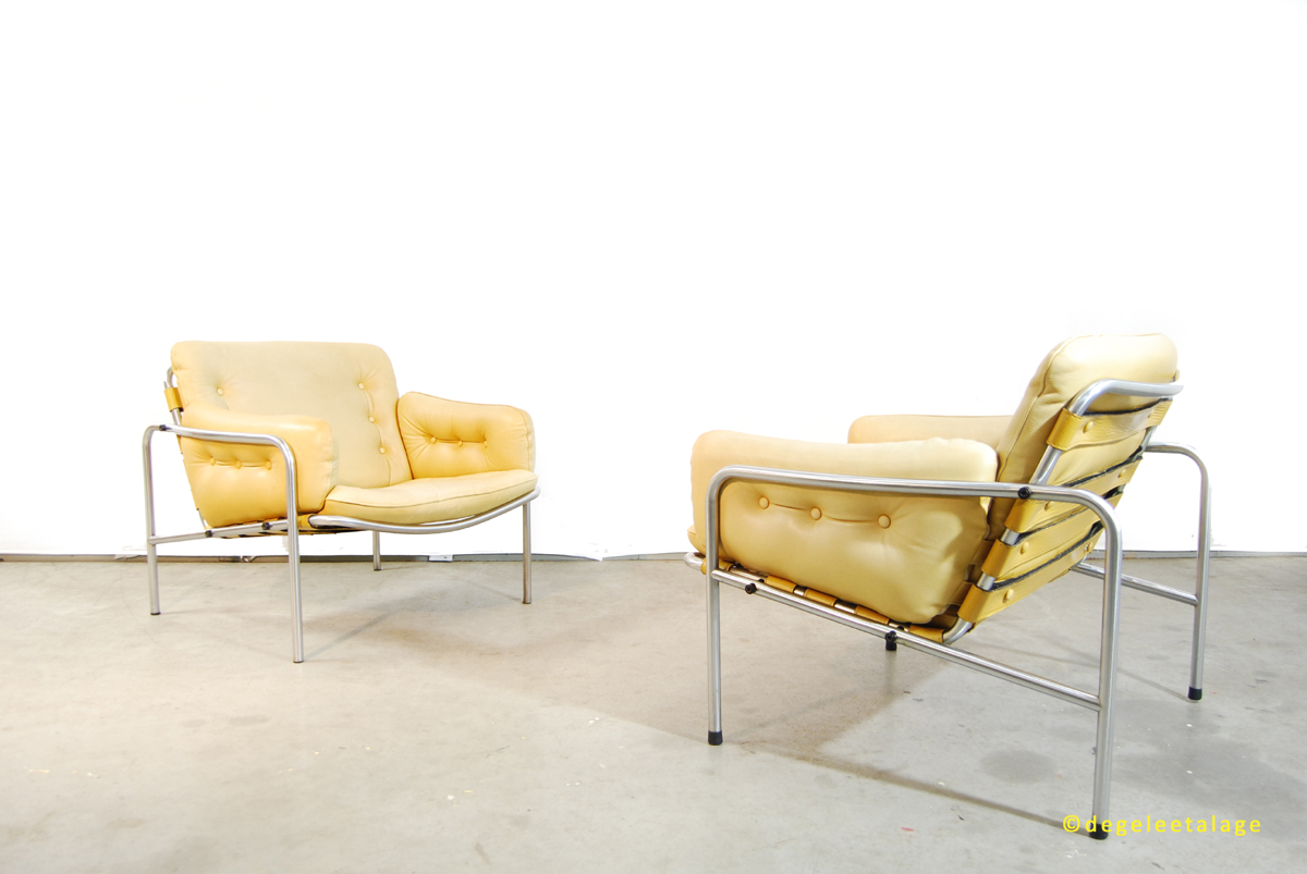 Vintage jaren 6070 leren Kyoto 1 fauteuils Martin Visser Vintage jaren 6070 leren Kyoto 1 fauteuils Martin Visser
