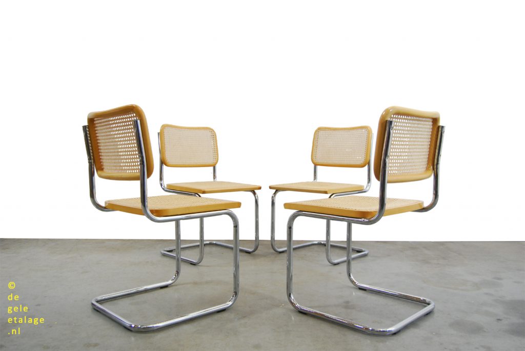 set van 4 vintage cesca design stoelen marcel breuer italy de gele etalage